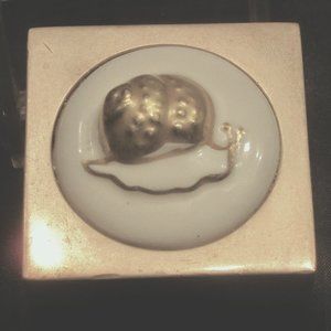 Square Brass/ceramic Paperweight Vintage 1970's